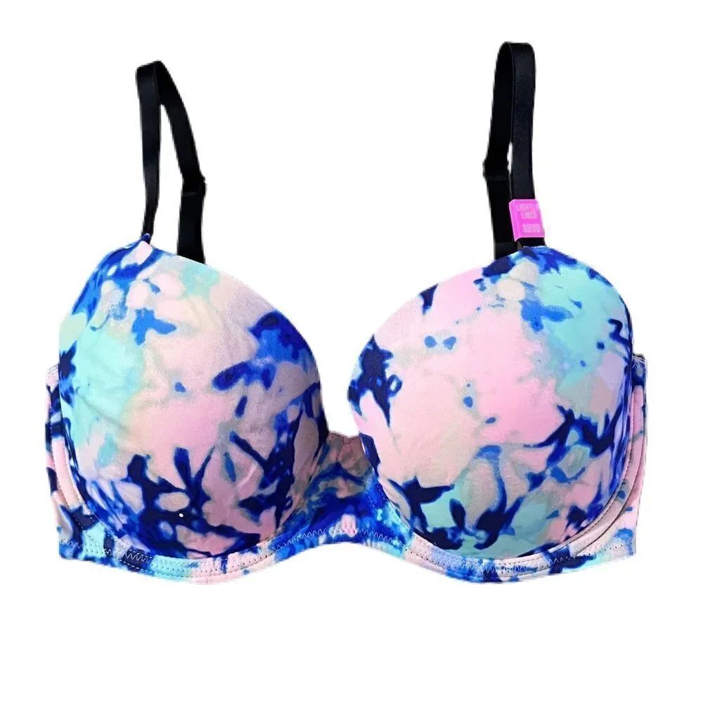 Victoria’s Secret Pink Wear Everywhere Lightly Lined Bra Multicolor 32DD - Picture 2 of 3